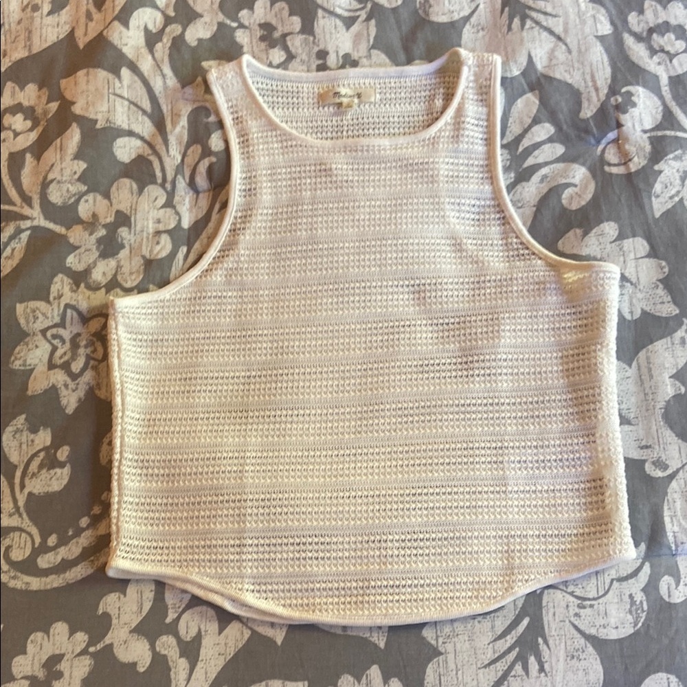 Madewell Cream Ribbed Crop Tank Top